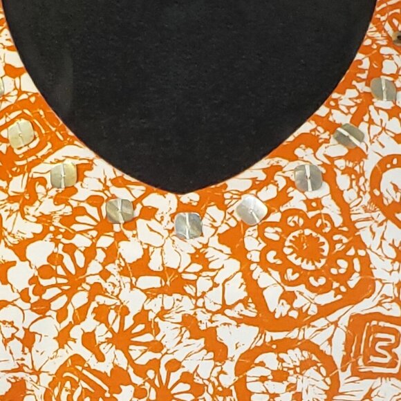 Ruby Rd Orange & White Patterned Blouse w/Embellishments - Size M - Picture 2 of 3